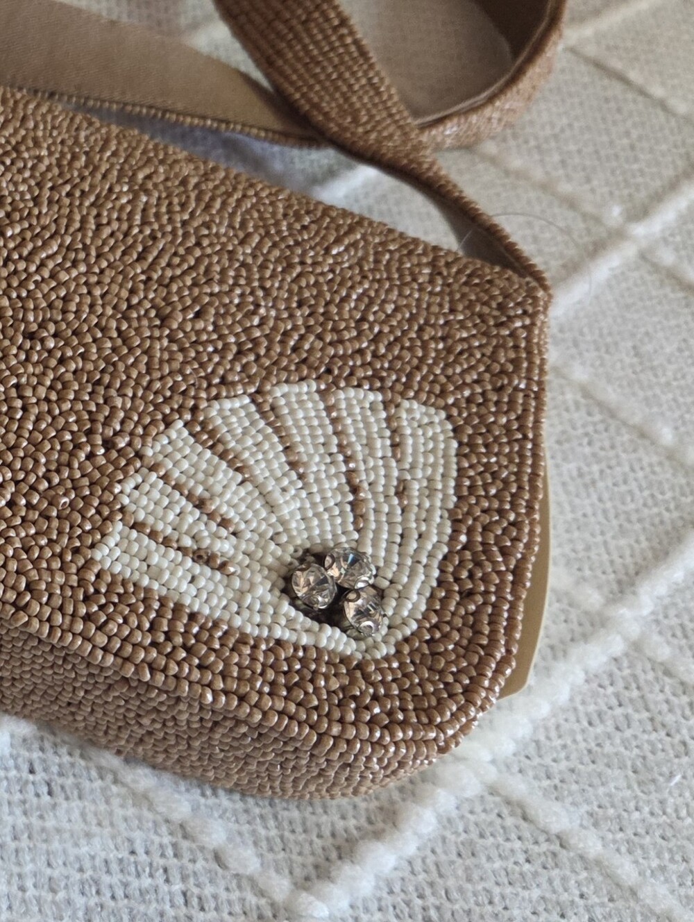 Anthropologie The Fiona Beaded Bag Floral Edition Celandine Tan - Picture 6 of 8
